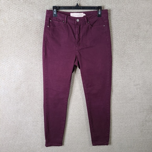 Soft Surroundings Jeans Womens 6 Burgundy Skinny High Rise Denim Stretch Zip Fly - Picture 1 of 11